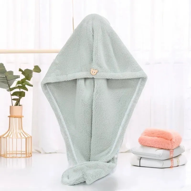 Picture of Cross-border Double-layer Thickened Shower Cap Women's Water Absorbent Quick-drying Cap Coral Fleece Hair Dried Towel Towel Wash Headband Hair Dried Cap