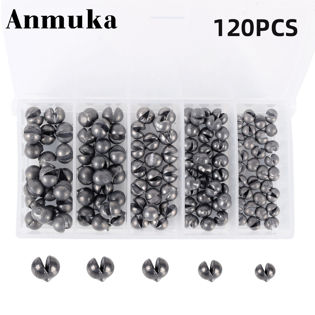 120 Pack Bite Lead Set Open Bite Lead Naked Round Open Lead Raft Fishing Clamp Lead Fishing Gear Lead Pendant