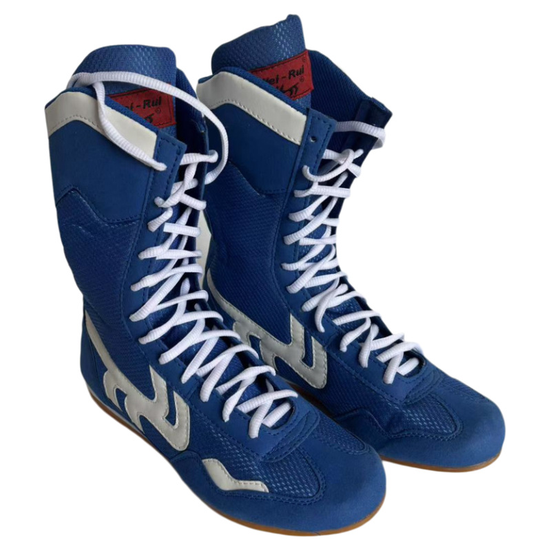 Picture of Boxing Shoes High Boots Fighting Wrestling Shoes Men and Women Fighting Competition Training Shoes Red Blue Cross Border