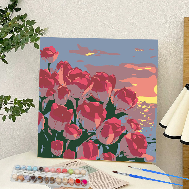 Picture of Digital oil painting landscape Dafen village hand-painted mathematical oil painting coloring painting oil painting flowers flower oil painting wholesale