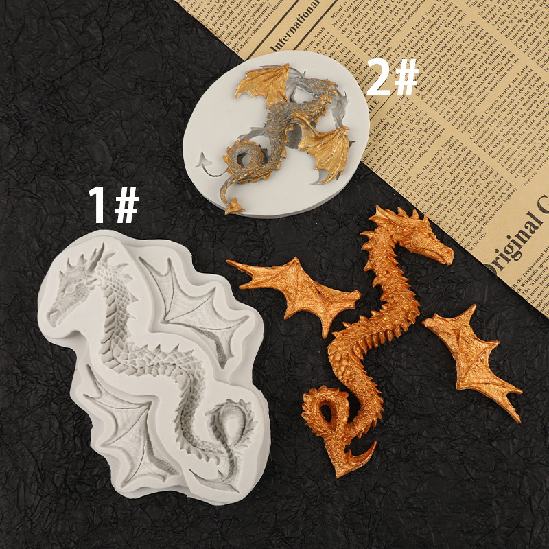 Cartoon Dinosaur Silicone Mold Flying Dragon Pterosaur Easter Chocolate Cake Decoration Dry Pace Baking Accessories Mold
