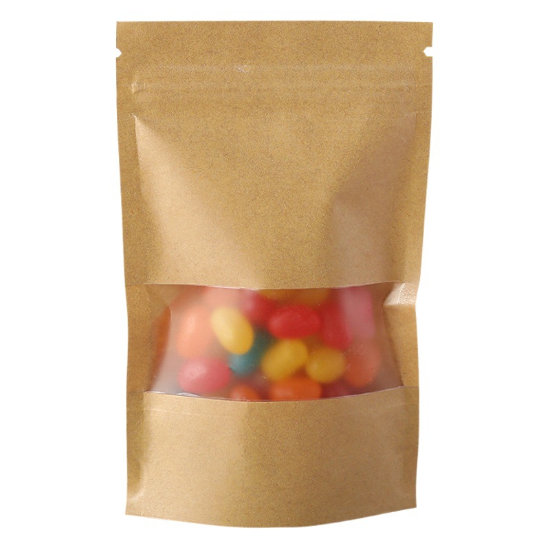 Wholesale nuts snacks beef jerky self-standing bag bag bag candy tea food window kraft paper bag