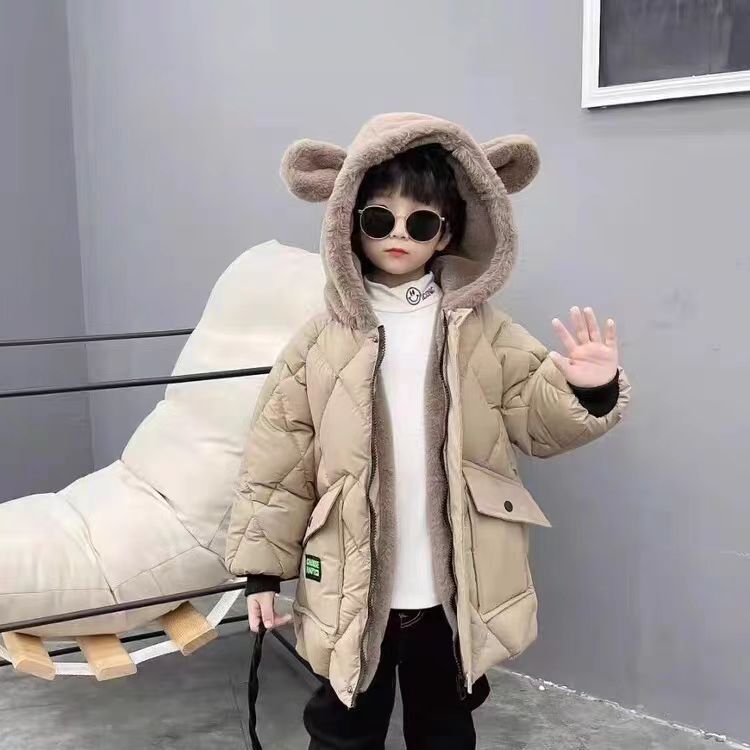 Picture of 2024 cotton-padded coat winter cotton-padded down coat boys fleece-lined thick winter coat cotton-padded coat Korean boys new children