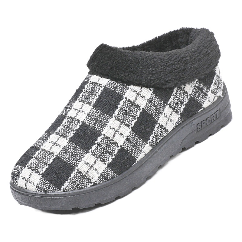 Winter New Warm fleece-lined Cotton Shoes Women's Cotton Slippers Home Non-slip Comfortable Soft Sole Middle-aged and Elderly Moms Shoes Slippers