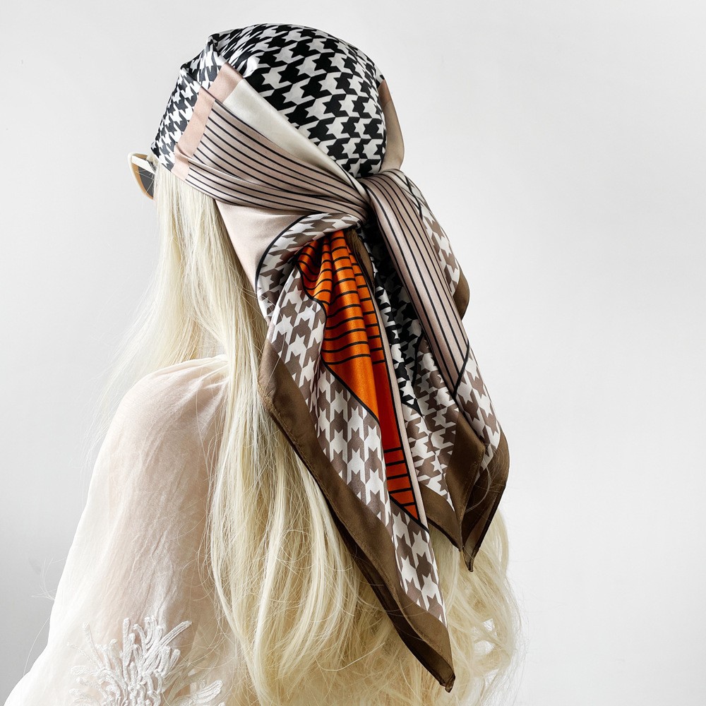 Picture of Simulated Silk Scarf Women's Headscarf 90*90cm Square Scarf Pattern Scarf Shawl European and American Cross-Border Scarf Wholesale