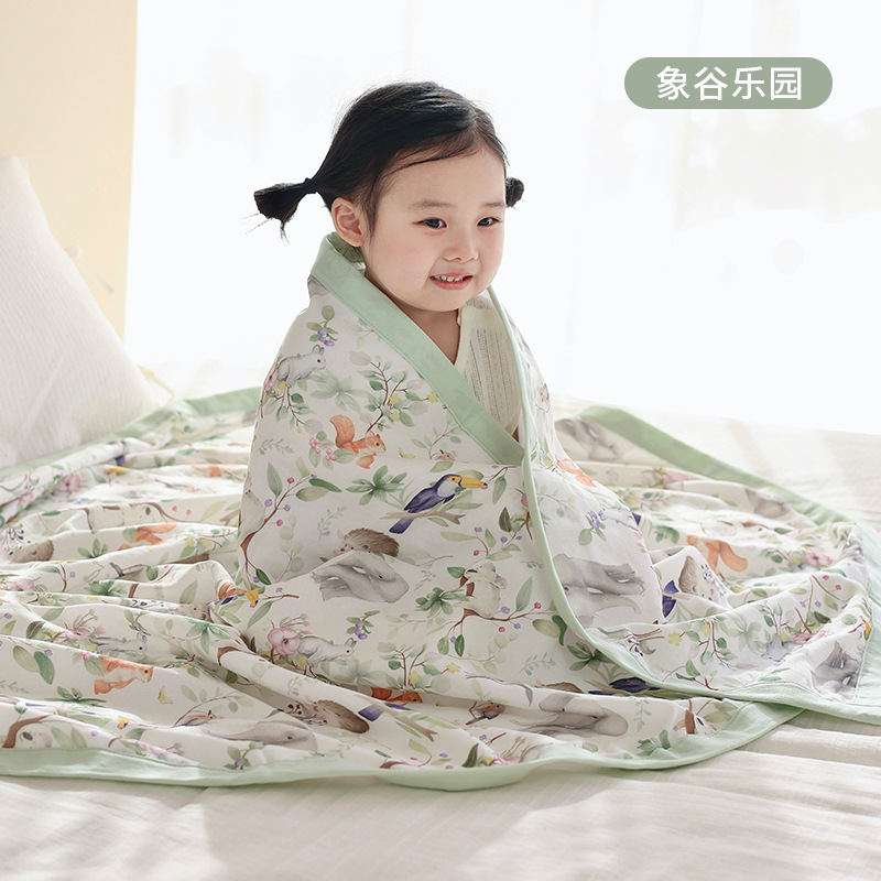 Picture of Baby blanket cartoon four-layer bamboo cotton gauze quilt class a spring and summer newborn children nap baby quilt