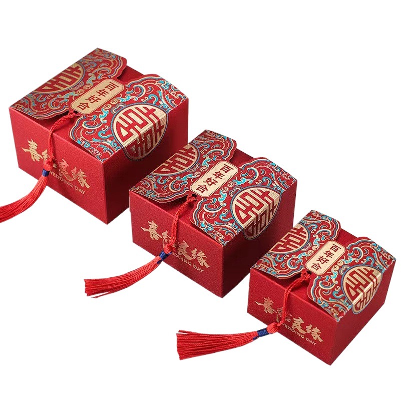 New Chinese candy box candy box Chinese style wedding candy paper box candy bag portable hand gift box