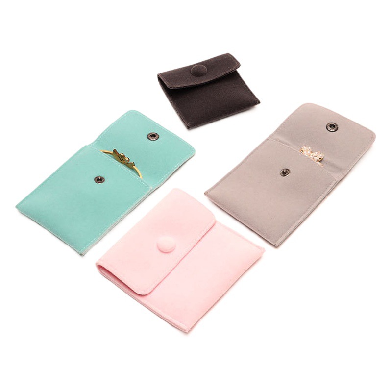 Flannel Flap Bag Double-sided Fleece Bag Jewelry Bag Jewelry Bag Ring Jewelry Storage Bag Snap Bag Spot