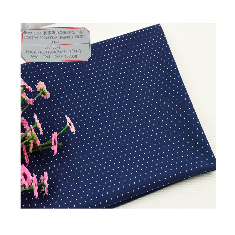 Picture of High Quality Cvc Cotton Polyester Stretch Fabric 130Gsm Dyed Bottom Digital Printing Spring and Summer Shirt Fabric Wholesale