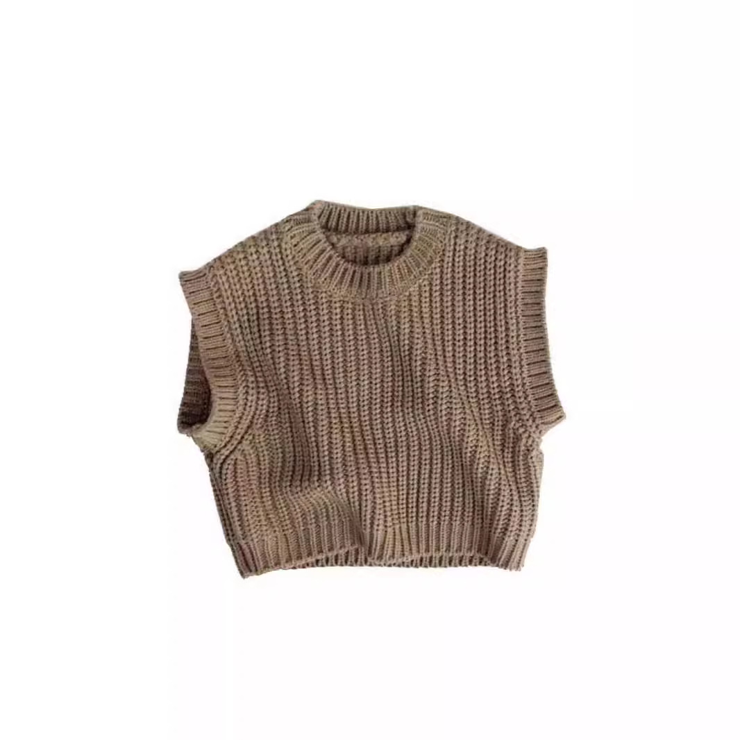 Picture of South Korea Children's Thick Thick Wool Vest Spring and Autumn Knitted Sweater Artistic Mori Style Sleeveless Vest for Boys and Girls Trendy