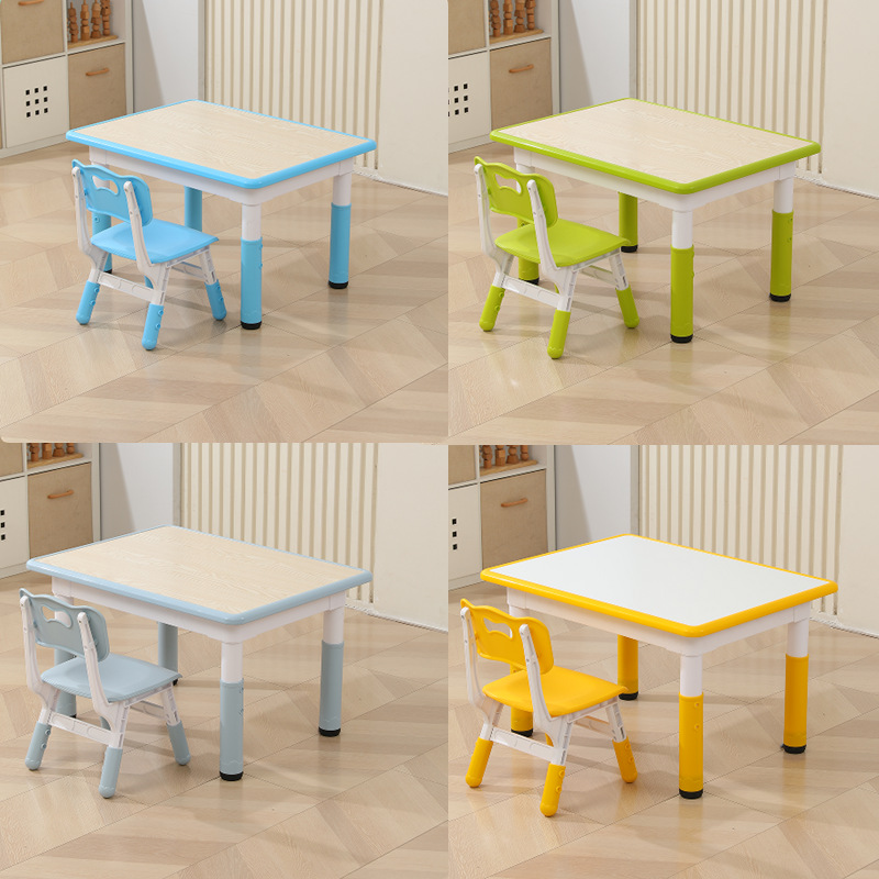 Kindergarten Tables and Chairs Plastic Graffiti Children's Tables and Chairs suit Baby Drawing Toys Eating Learning Games Lifting Table