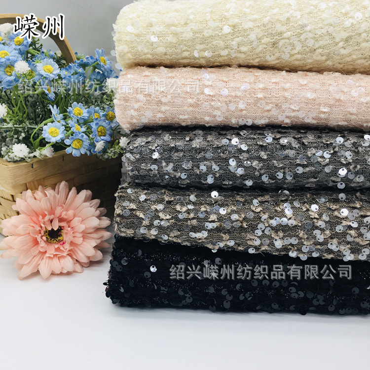 in stock 5MM Pieces Spring Costume Bead Fabric Woolen Cloth Transparent Sequin Fashion Costume Shoe Bag Cloth