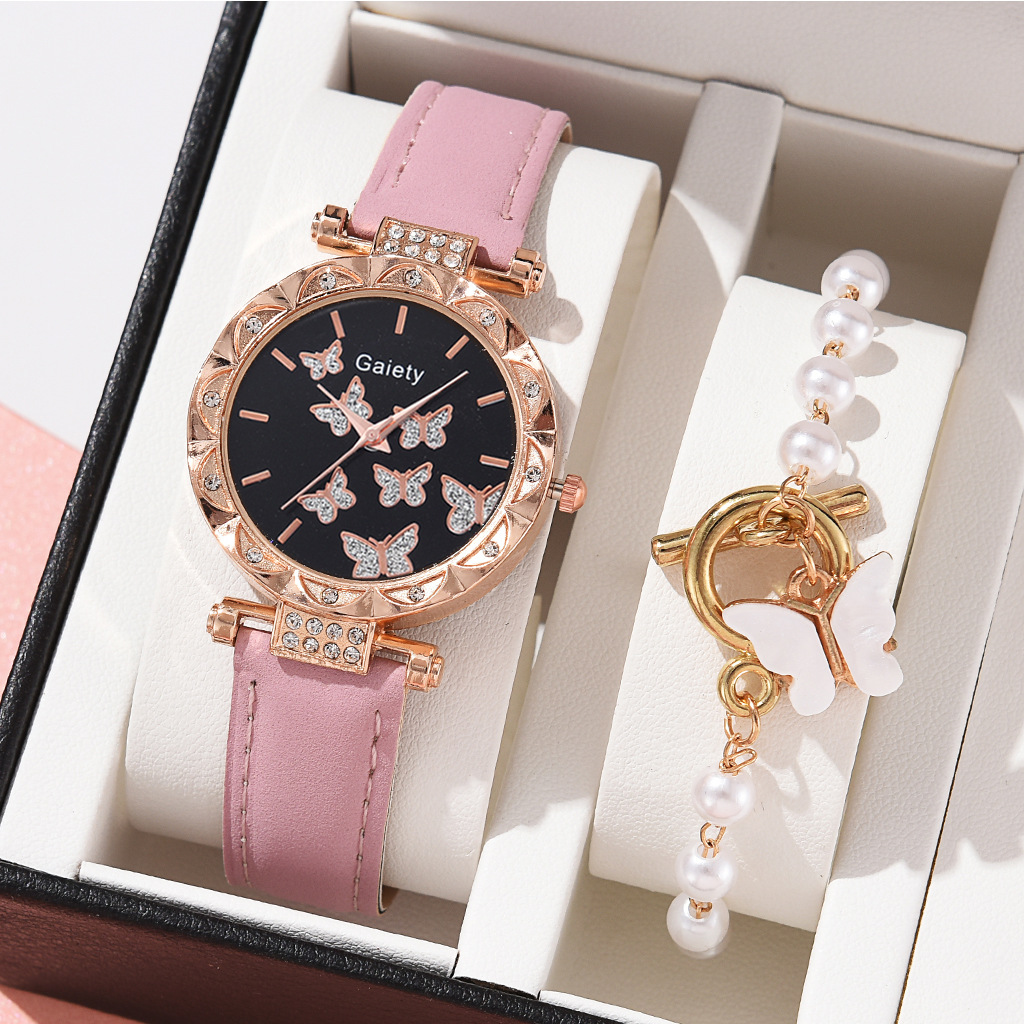 Picture of New TikTok Popular Women's Watch Fashion Personality Simple Watch Butterfly Digital Belt Watch Set
