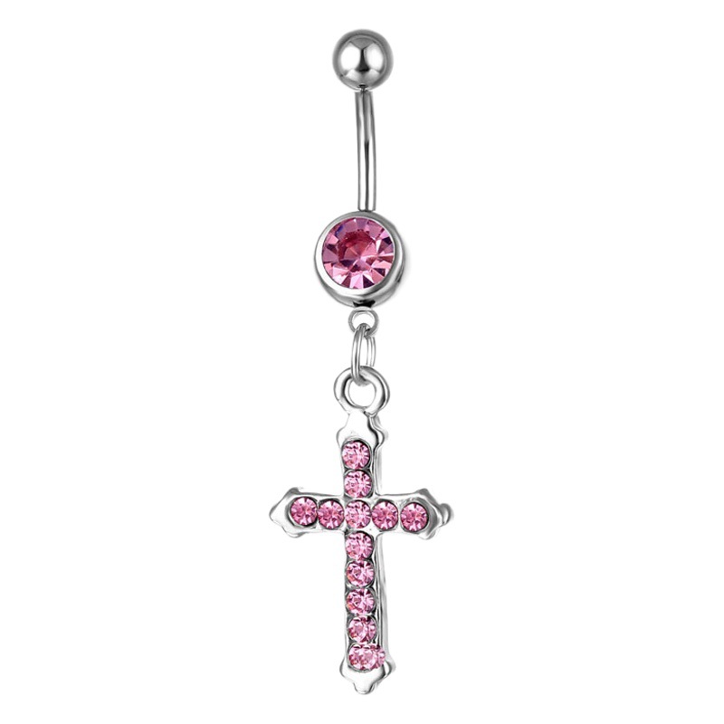 Cross-border e-commerce Amazon cross flower animal heart-shaped pendant belly button ring 20PCs pink set