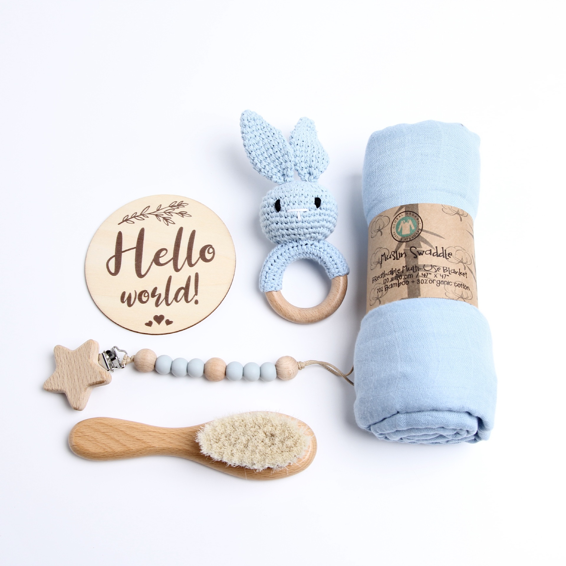 Picture of Cross-border EtsyTemuShein explosions baby newborn full moon gift box rabbit suit crochet wooden toys