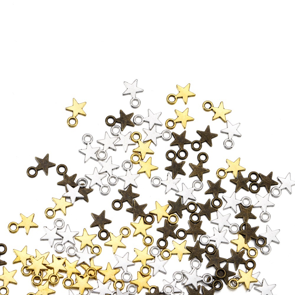 Picture of DIY handmade jewelry accessories alloy star pendant 100pcs homemade necklace key ring pendant manufacturers wholesale