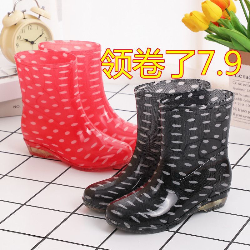 Short Net red rain shoes waterproof shoes rain boots rubber shoes overshoes women's plastic adult cute adult fashion non-slip water boots