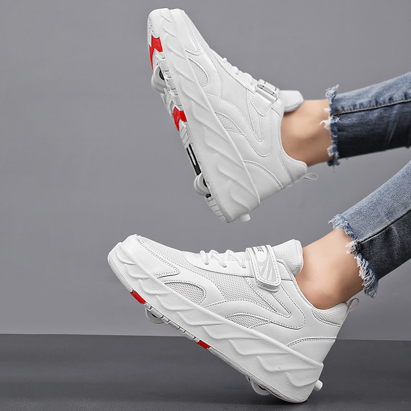 Picture of Boys' New Four-wheel Heelys with Light Charging Two-wheel Skate Shoes with Lace Wheels Mesh Shoes for Boys and Girls