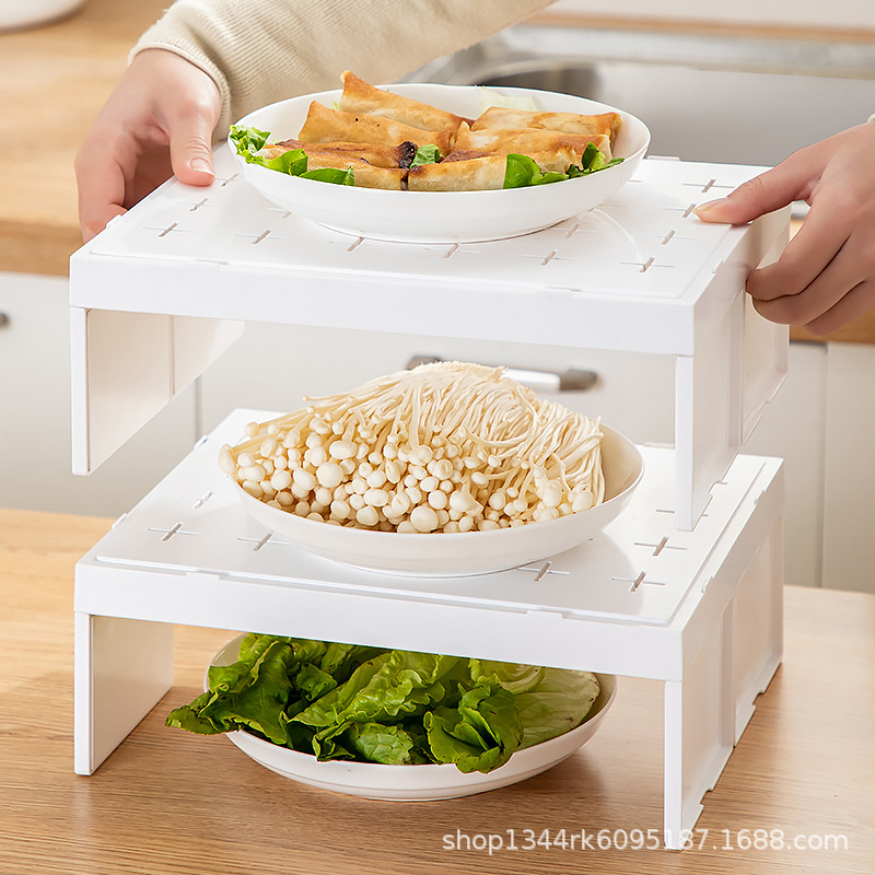Picture of Kitchen Storage Rack Countertop Cabinet Partition Layered Cabinet Inner Seasoning Storage Household Desktop Small Shelf