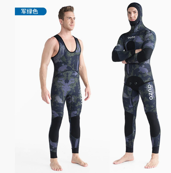 Picture of New 3mm Fish Hunting Clothes Split Swimming Surfer Clothes Men's Thickened Cold-proof Sun-proof Quick-drying Free Diving Suit