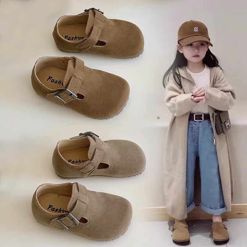 Children's Birkenstock shoes, spring new girls' leather shoes, British soft sole, versatile boys' lobster shoes, baby shoes