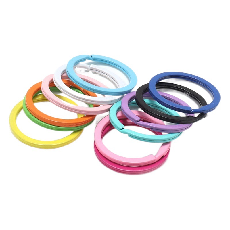 DIY pendant accessories key ring flat ring color key ring metal plating double ring luggage pendant material