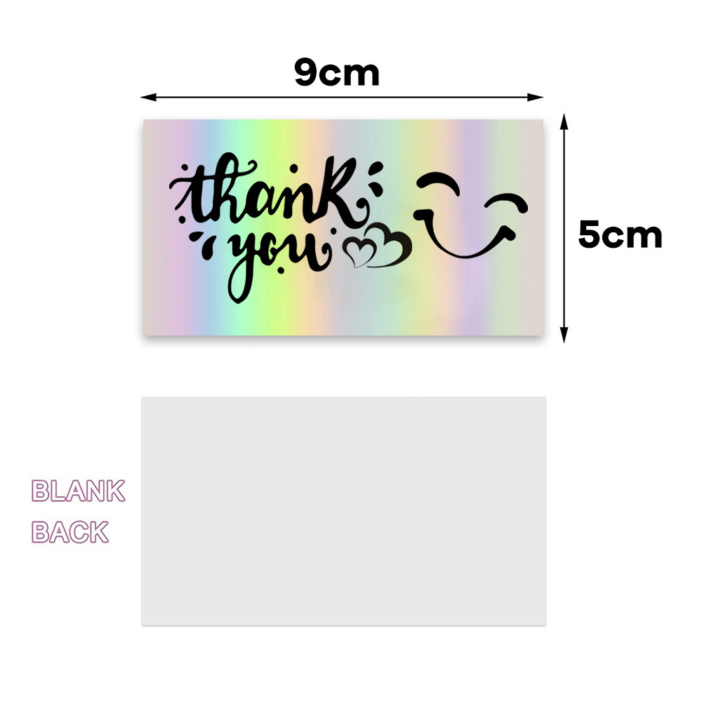 Picture of 50 sheets/pack 9*5cm Laser rainbow thank you card gift packaging thank you card foreign trade cross-border wholesale