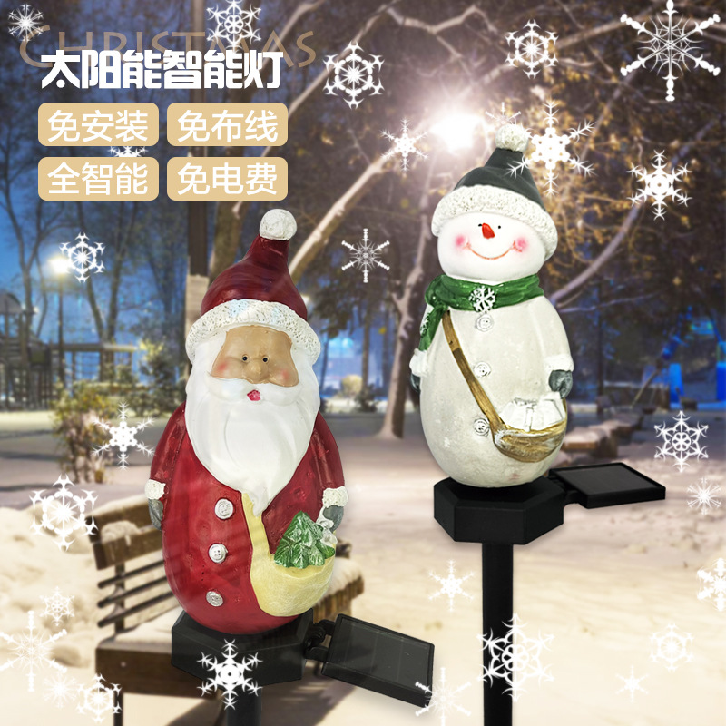 New function Christmas atmosphere decoration solar cute snowman outdoor lawn lamp modern courtyard landscape floor insert