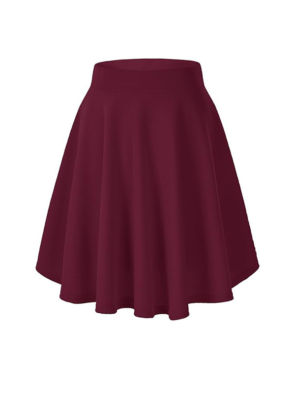 Picture of European and American Cross-Border Women's Large Size Half-Length Umbrella Skirt High-Waist Elastic Slimming Look Solid Color A-Line Skirt Mid-Length Skirt with Large Skirt