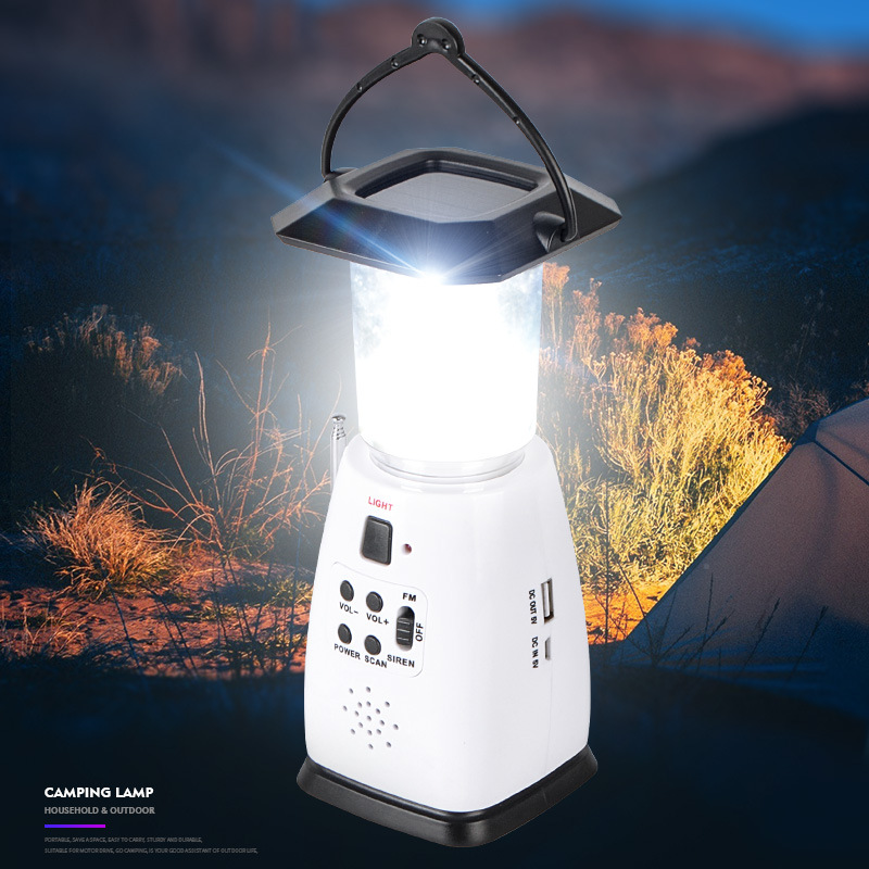 Picture of Outdoor solar FM Radio hand cranked power generation camping light radio tent light camp light emergency charger