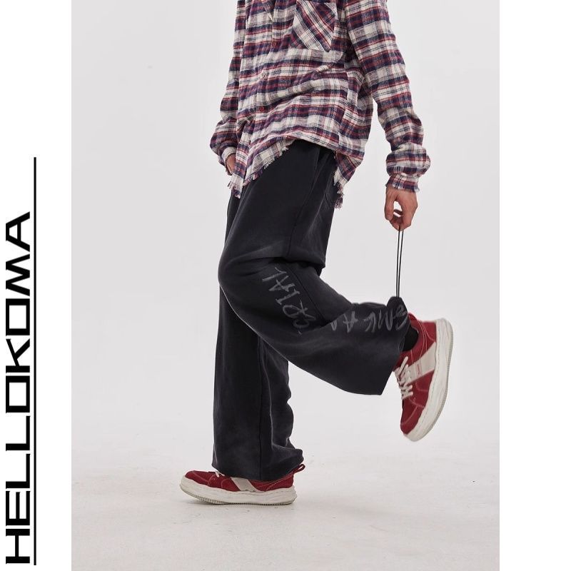 Picture of American Style High Street Outdoor Handsome Letter Straight Pants European and American Style New 2024 Old Trousers Men's High Street Trendy