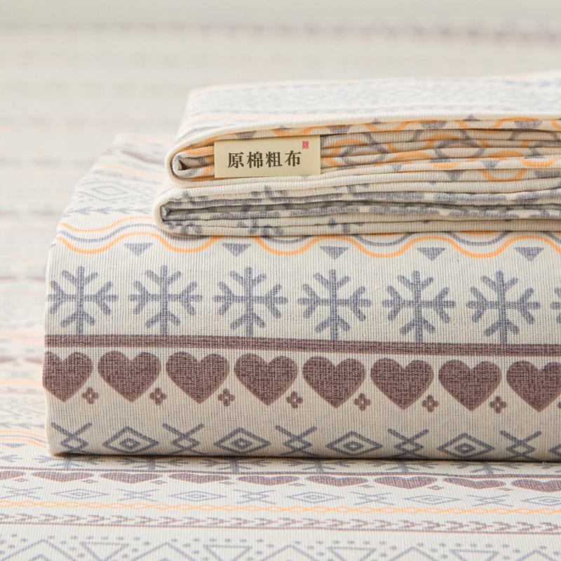 Cotton padded old coarse cloth sheets single 100 cotton sheets dormitory mat three-piece set of double kang single wholesale 4