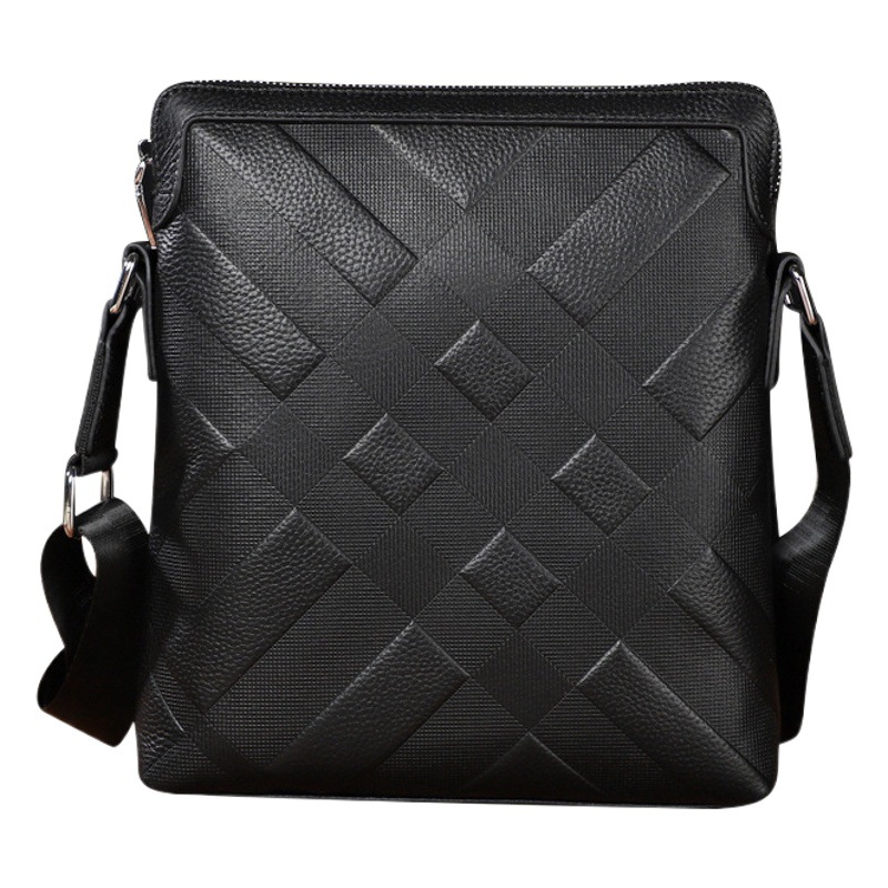 Light Luxury Top Layer Cowhide Men's Shoulder Bag Business Casual Crossbody Bag Genuine Leather Embossed Fashionable Large Capacity Vertical Shoulder