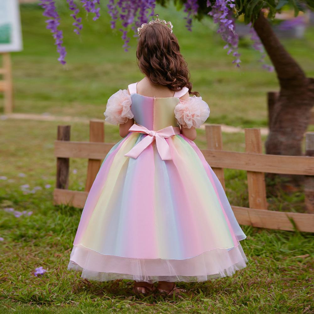 Picture of Girl's Gauze Princess Dress Rainbow Gradient Flower Girl Long Dress dress Girl's Dress Party Long Dress