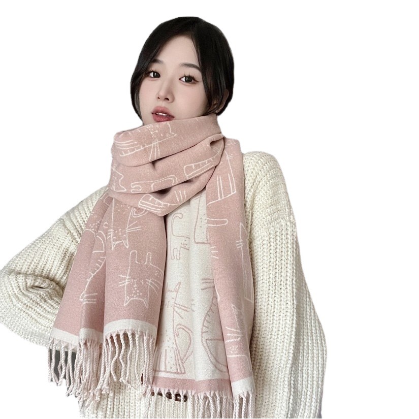 Scarf Women's Winter All-match New Internet-famous Love Shawl Student Men's Long Thickened Warm Neck Autumn and Winter