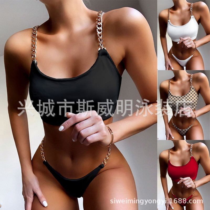 2020 Foreign Trade Swimsuit Amazon Explosions Bikini Split Swimsuit European and American Explosions Chain Swimsuit Foreign Trade Swimsuit