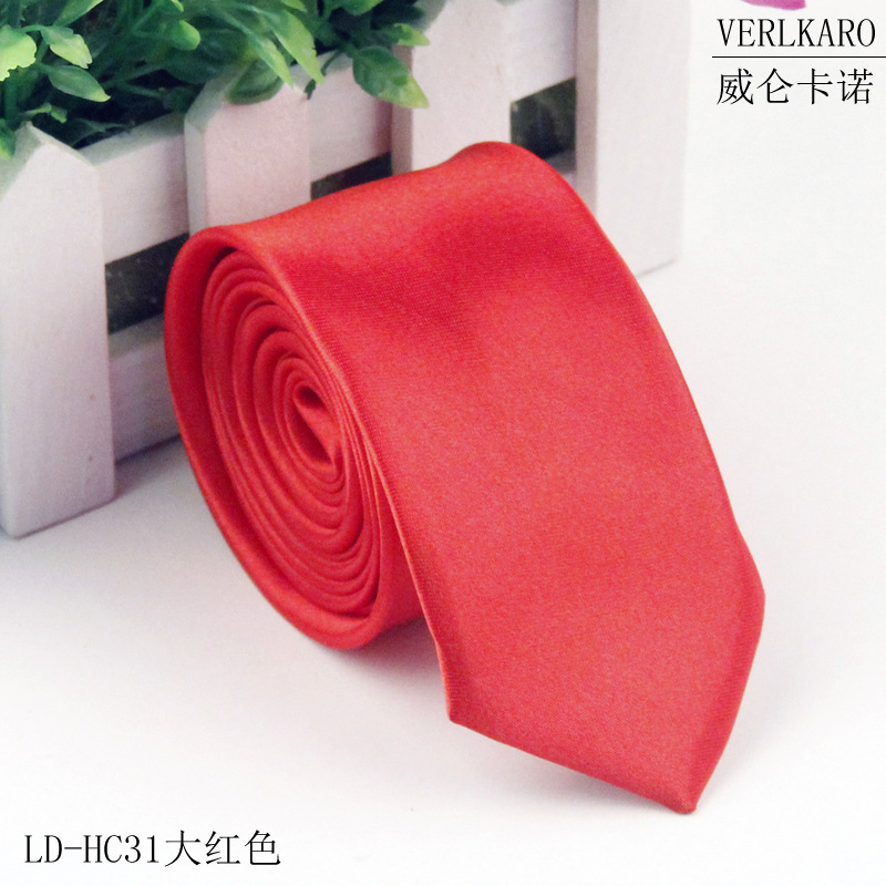 Picture of Leisure students 5cm solid color narrow version ins polyester silk business men's multi-color optional tie manufacturers in stock wholesale