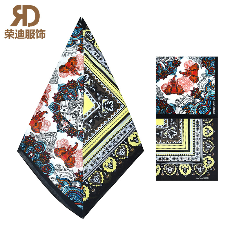Spot stock cotton printed Square sports scarf multi-functional outdoor riding mask dress casual square scarf