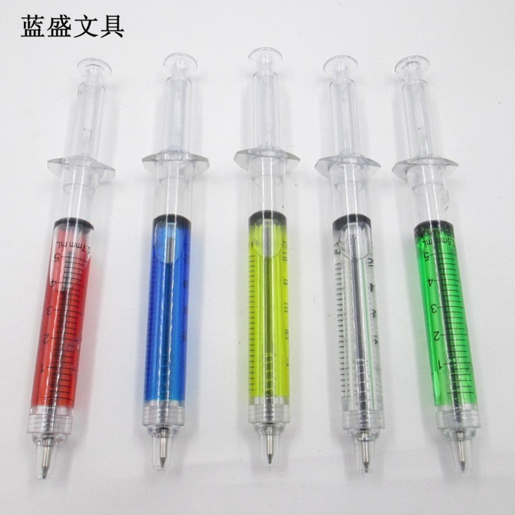 Supply push needle pen Korean cute syringe pen whole person syringe ball point pen student advertising pen
