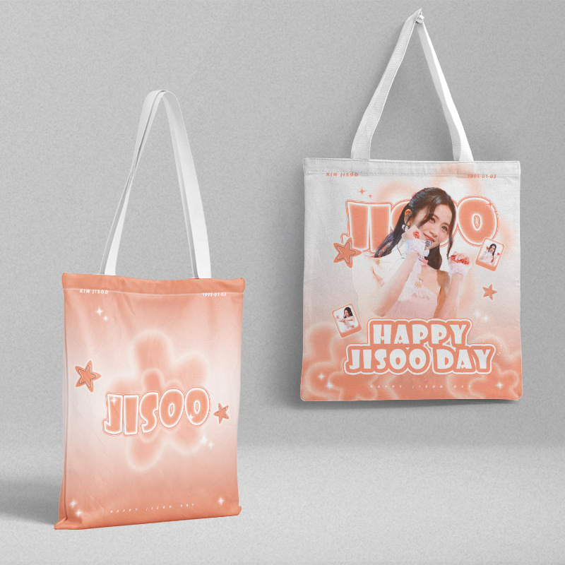 Jisoo Jin Zhixiu Canvas Bag 36x 39cm Star Peripheral Korean Student Handbag Shopping Bag File Bag