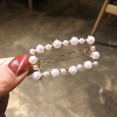 Picture of South Korea Dongdaemun Hair Clip Women's Pearl Series Bangs Clip Simple Simple Hair Clip Internet Popular Same Style Hair Clip Hair Accessories New