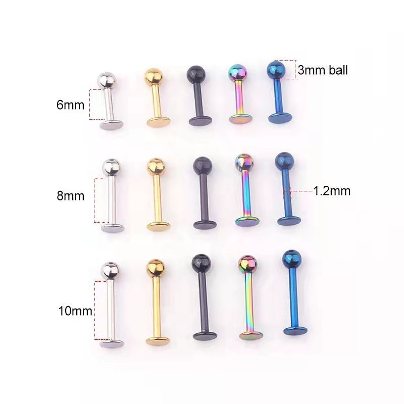 Stainless Steel Puncture Manufacturer Direct Sales Cross-Border Amazon Lip Nail Nose Nail External Thread Ear Nail Ear Bone Nail