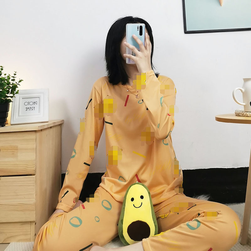 Picture of Factory Clearance Welfare Spring and Autumn Pajamas Women's Casual Comfortable Lady Style Long Sleeve Trousers Two-Piece Home Clothes