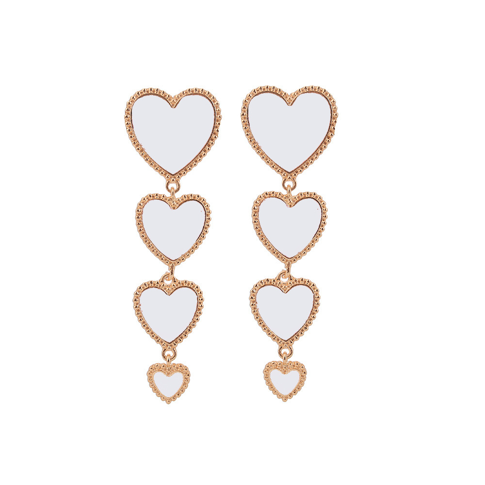 Picture of European and American Exaggerated Fashion Love Tassel Earrings Oil Dripping Cute Heart-Shaped Earrings for Women