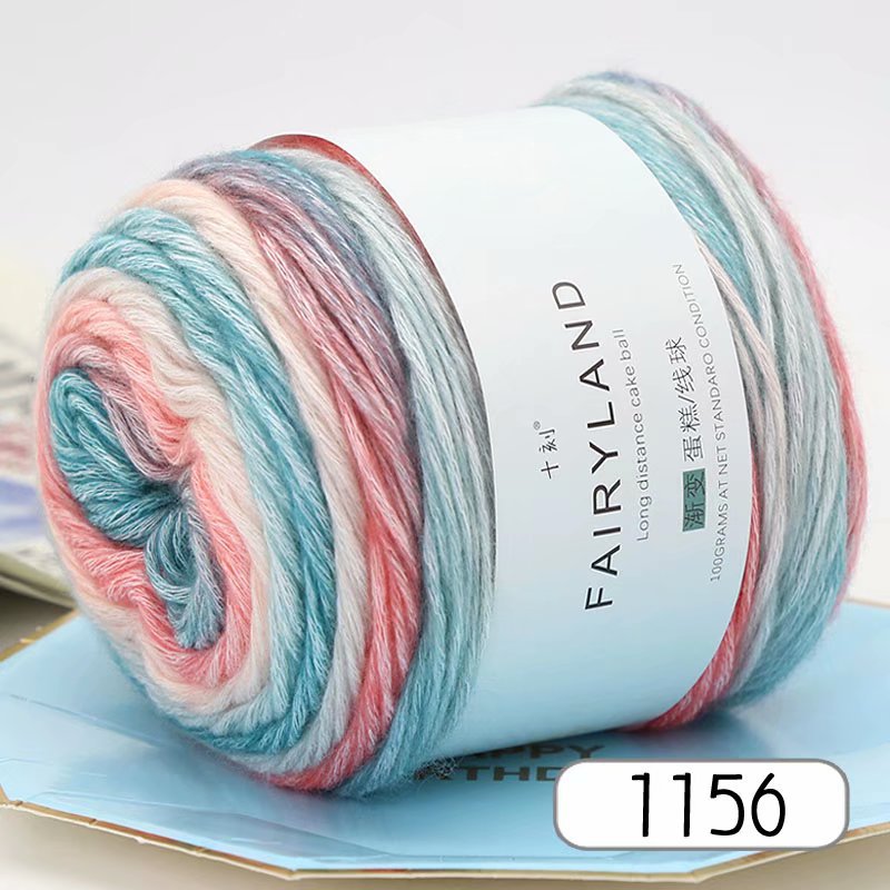 Picture of Cake wool segment dyeing gradient baby children's wool cotton rainbow thread handmade knitting shawl scarf sweater special offer