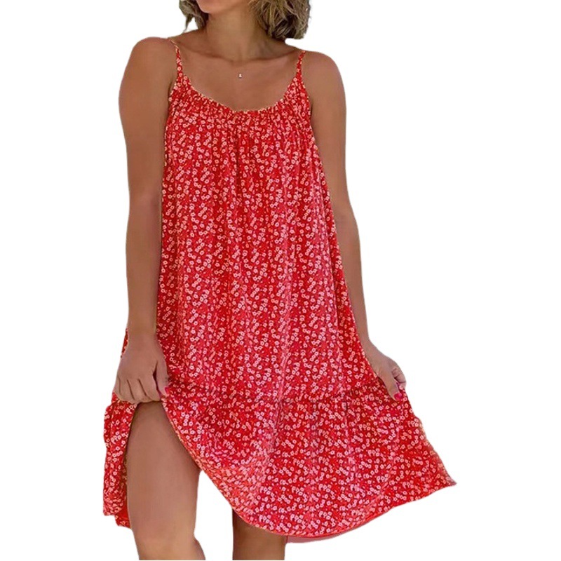 S-5XL2024 new Amazon independent station Europe and the United States foreign trade hot big floral hanging strap plus size dress