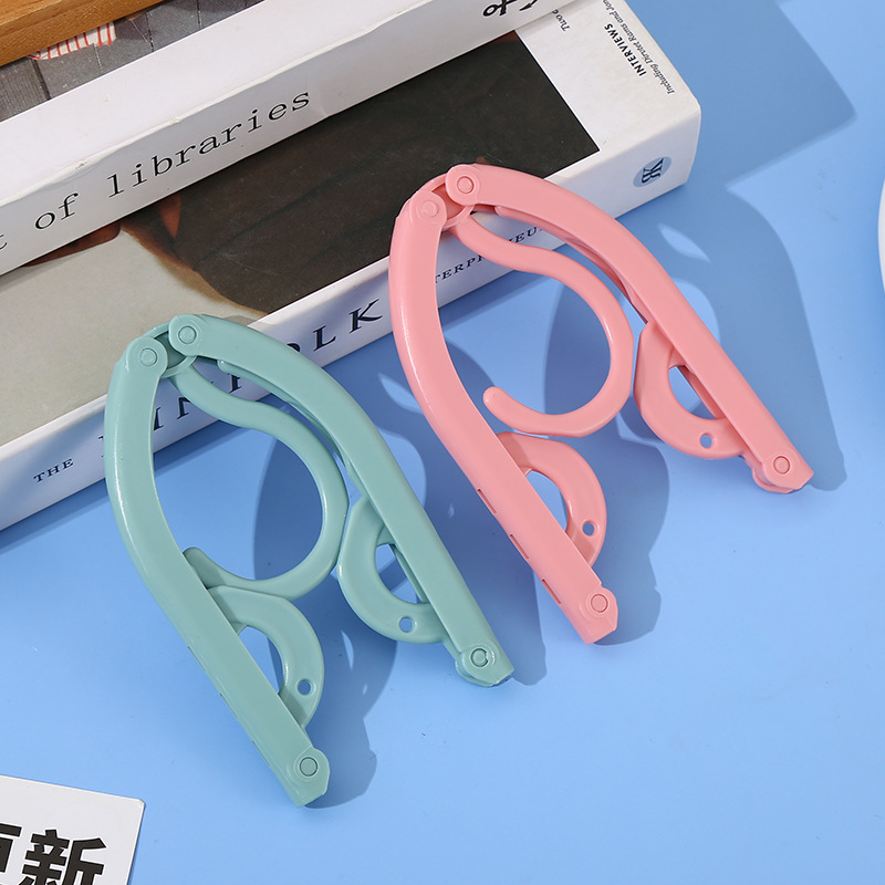 Picture of Folding Hanger Bold Travel Portable Pants Rack Household Non-Slip Drying Clothes Hanger Plastic Folding Hanger