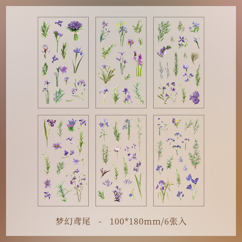 Picture of Yuezhen Nature Series Handbook Sticker Bag PVC Plant Flower Retro Material Paper Children's Handbook Sticker