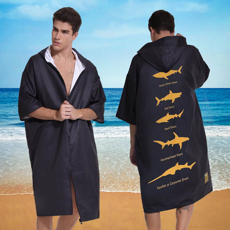 Cross-border quick-drying non-staining sand hooded bath towel cape bath towel swimming dragon boat paddling personalized custom change bathrobe