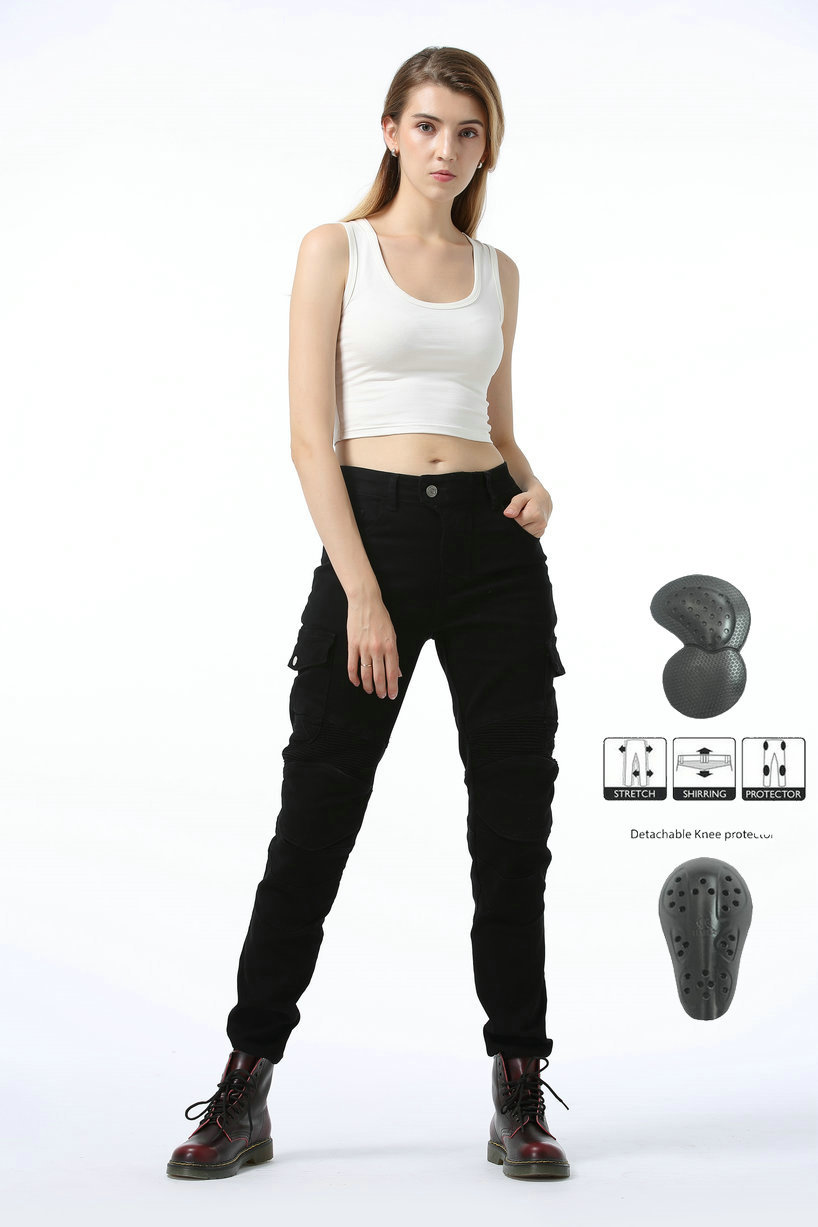 Picture of VOLERO casual multi-bag overalls motorcycle pants motorcycle jeans women's motorcycle racing cycling pants with protective gear